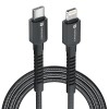 Portronics Konnect X 27W Type C to 8 Pin Fast Charging Strong Braided Cable, Metal Heads, 1M Length, Supports all 8 Pin & Lightning Devices (Black)