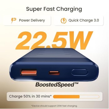 Ambrane 10000mAh Slim & Compact Powerbank, 22.5W Fast Charging, USB & Type C Output, Power Delivery, Quick Charge for iPhone, Android & Other Devices, Made in India + Type C Cable (Stylo 10, Blue) Ambrane 10000mAh Slim & Compact Powerbank, 22.5W Fast Charging, USB & Type C Output, Power Delivery, Quick Charge for iPhone, Android & Other Devices, Made in India + Type C Cable (Stylo 10, Blue)