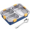 Darkpyro 3 Compartment Stainless Steel Lunch Box, Leakage Proof Lunch Box For School Kids And Adults Pack Of 1 Blue,750ML Darkpyro 3 Compartment Stainless Steel Lunch Box, Leakage Proof Lunch Box For School Kids And Adults Pack Of 1 Blue,750ML