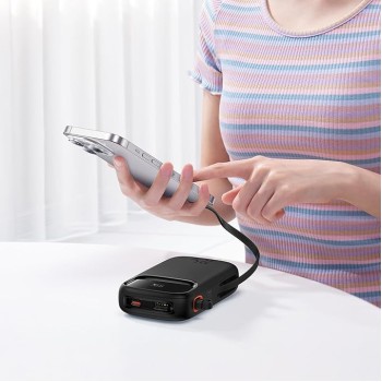 Baseus Qpow2 Power Bank, 10000mAh, 22.5W Fast Charging, Dual Built-in Cables, Digital Display Baseus Qpow2 Power Bank, 10000mAh, 22.5W Fast Charging, Dual Built-in Cables, Digital Display