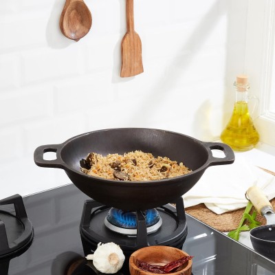 Cast Iron Pre Seasoned Pan Cast Iron Deep Kadhai, 10 Inches (25 cm), Black, 100% Toxin-Free, Naturally Non-Stick, Long Lasting. Cast Iron Pre Seasoned Pan Cast Iron Deep Kadhai, 10 Inches (25 cm), Black, 100% Toxin-Free, Naturally Non-Stick, Long Lasting.