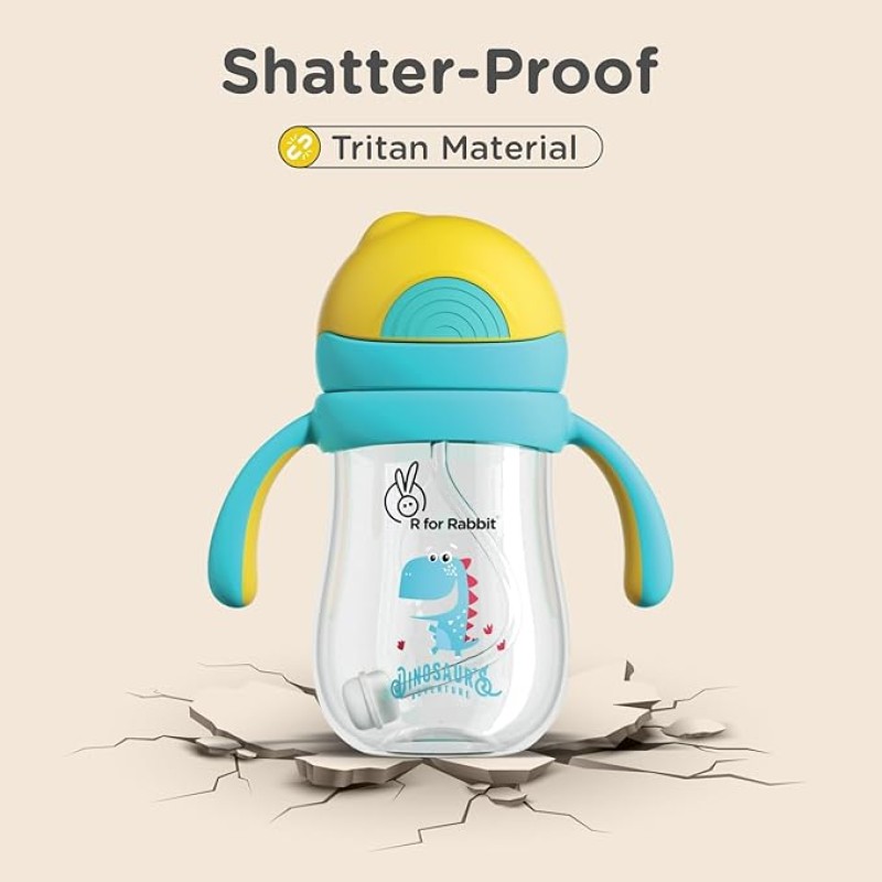 R for Rabbit Tritan Dino 320ml Baby Straw Sipper for Kids | Twin Handle Non Toxic BPA Free Soft Silicone Straw Sippy Bottle | Leak Proof Drinking Sippy Cup for 12+ Months Babies (Yellow Blue) R for Rabbit Tritan Dino 320ml Baby Straw Sipper for Kids | Twin Handle Non Toxic BPA Free Soft Silicone Straw Sippy Bottle | Leak Proof Drinking Sippy Cup for 12+ Months Babies (Yellow Blue)
