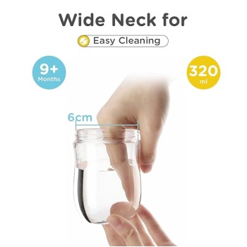 R for Rabbit Tritan Dino 320ml Baby Straw Sipper for Kids | Twin Handle Non Toxic BPA Free Soft Silicone Straw Sippy Bottle | Leak Proof Drinking Sippy Cup for 12+ Months Babies (Yellow Blue)