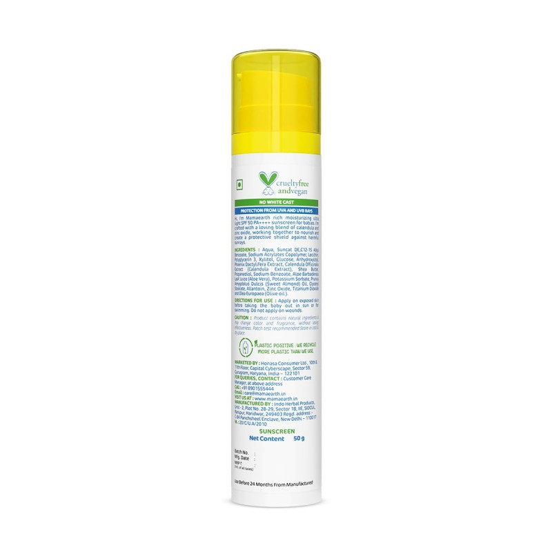 Mamaearth Baby Rich Moisturizing Ultra Light Sunscreen-50g SPF 50 & PA++++|Water Resistant|Lightweight & Moisturizing|Suits all Skin Type|Safe For Babies|Dermatological Tested|Hydrating Sun Protection Mamaearth Baby Rich Moisturizing Ultra Light Sunscreen-50g SPF 50 & PA++++|Water Resistant|Lightweight & Moisturizing|Suits all Skin Type|Safe For Babies|Dermatological Tested|Hydrating Sun Protection