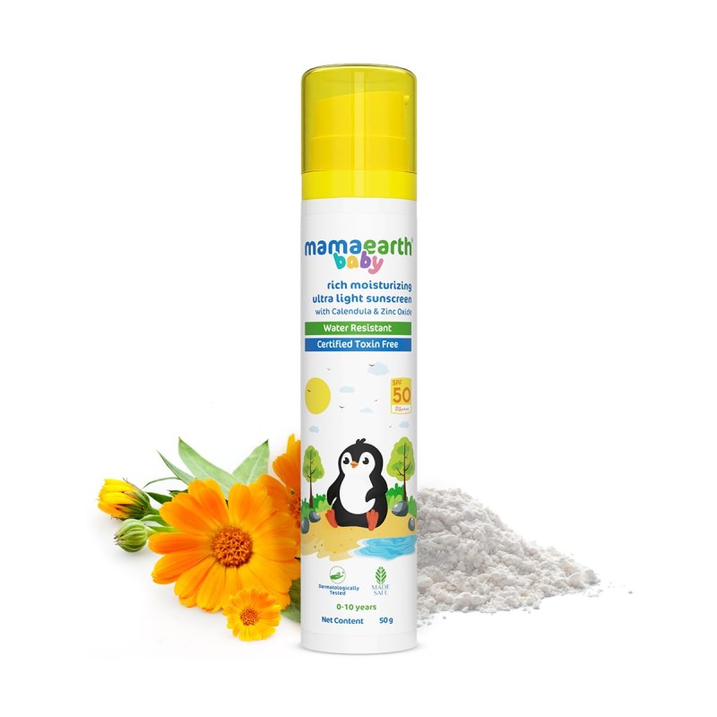 Mamaearth Baby Rich Moisturizing Ultra Light Sunscreen-50g SPF 50 & PA++++|Water Resistant|Lightweight & Moisturizing|Suits all Skin Type|Safe For Babies|Dermatological Tested|Hydrating Sun Protection Mamaearth Baby Rich Moisturizing Ultra Light Sunscreen-50g SPF 50 & PA++++|Water Resistant|Lightweight & Moisturizing|Suits all Skin Type|Safe For Babies|Dermatological Tested|Hydrating Sun Protection