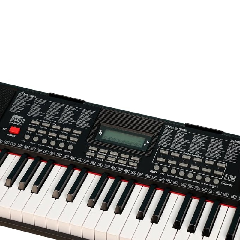 Intern INT-KB-6102, 61 Keys Touch Response Portable Piano Keyboard with Microphone and 9V DC Power Adapter (Black) Intern INT-KB-6102, 61 Keys Touch Response Portable Piano Keyboard with Microphone and 9V DC Power Adapter (Black)