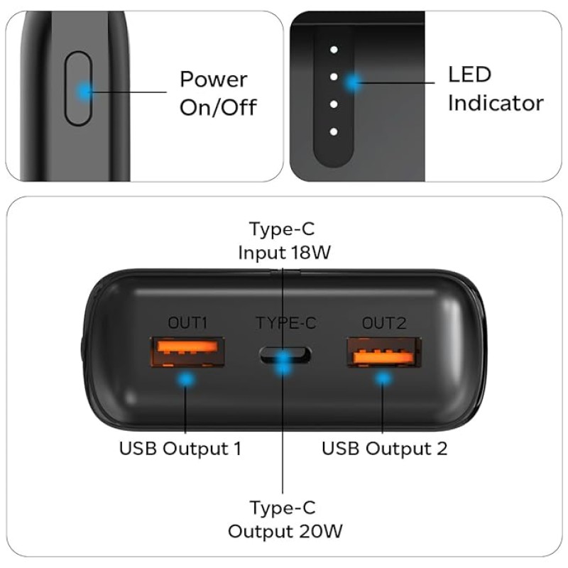pTron Dynamo Surge 20000mAh 22.5W Fast Charging Power Bank, Supports VOOC/Wrap/Dash USB Charging, USB Type-C Input, 20W PD Fast Charging, 3 Outputs, 1 Input & Multiple Layers of Protection (Black) pTron Dynamo Surge 20000mAh 22.5W Fast Charging Power Bank, Supports VOOC/Wrap/Dash USB Charging, USB Type-C Input, 20W PD Fast Charging, 3 Outputs, 1 Input & Multiple Layers of Protection (Black)