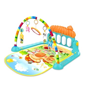 Kidsmate Piano Play Gym | Play Mat for Babies 0 to 3 Years | New Born Baby Gifts | Baby Mats for Floor | Hanging Toy, Interactive Lights, & Engaging Tunes Musical Mat for Kids (Sea Green)