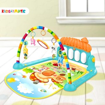 Kidsmate Piano Play Gym | Play Mat for Babies 0 to 3 Years | New Born Baby Gifts | Baby Mats for Floor | Hanging Toy, Interactive Lights, & Engaging Tunes Musical Mat for Kids (Sea Green)