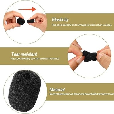 CareFlection Mini Microphone Windscreens Mic Foam Covers for Lapel Lavalier Headset miike, Studio - High Density Protection : Noise pop Filter Black, Pack of 2 pcs (A Type) 