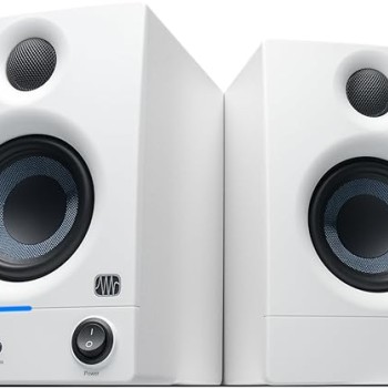 PreSonus Eris 3.5 2nd Gen HD Professional Studio Monitors with 3.5" Woven Composite Woofer, 1" Silk-Dome Tweeter, 50W Class AB Power and Tuning Controls (Auxillary) - Pair (White)