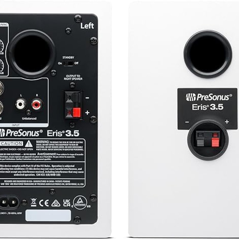 PreSonus Eris 3.5 2nd Gen HD Professional Studio Monitors with 3.5" Woven Composite Woofer, 1" Silk-Dome Tweeter, 50W Class AB Power and Tuning Controls (Auxillary) - Pair (White) PreSonus Eris 3.5 2nd Gen HD Professional Studio Monitors with 3.5" Woven Composite Woofer, 1" Silk-Dome Tweeter, 50W Class AB Power and Tuning Controls (Auxillary) - Pair (White)