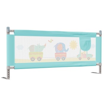 LuvLap Bed Rail Guard for Baby/Kids Safety, 180cm x 72 cm(6ft x 2.3ft), Portable & Foldable, Baby Safety Essential, Adjustable Height, Attractive Cartoon Prints, fits All Bed Sizes (Blue- Printed)