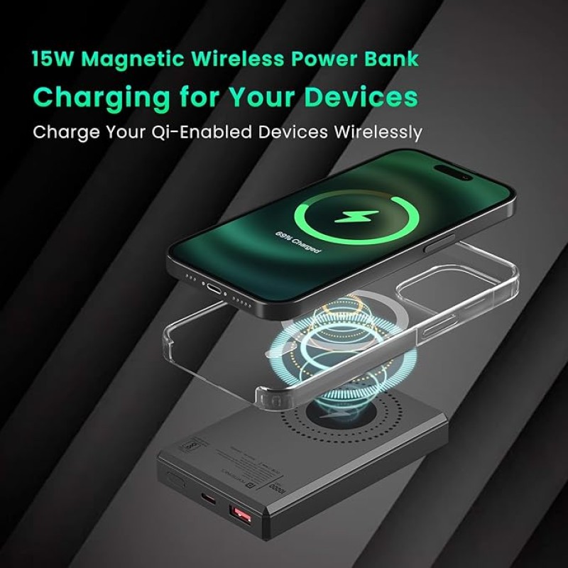 Portronics Luxcell MagClick 10k 10000 mAh 15W Magnetic Wireless Fast Charging Power Bank Premium Finish, 22.5 Wired Output Compatible with iPhone 12 & Above,Type C Smartphones,Tablets(Dark Grey) Portronics Luxcell MagClick 10k 10000 mAh 15W Magnetic Wireless Fast Charging Power Bank Premium Finish, 22.5 Wired Output Compatible with iPhone 12 & Above,Type C Smartphones,Tablets(Dark Grey)