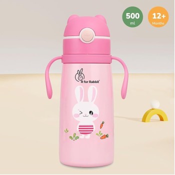 R for Rabbit Steebo Safari Premium Stainless Steel Water Sipper for Baby, Spill Proof BPA Free Soft Silicone Straw Drinking Sipper for Kids of 12+ Months (500ml, Pink Bunny) R for Rabbit Steebo Safari Premium Stainless Steel Water Sipper for Baby, Spill Proof BPA Free Soft Silicone Straw Drinking Sipper for Kids of 12+ Months (500ml, Pink Bunny)