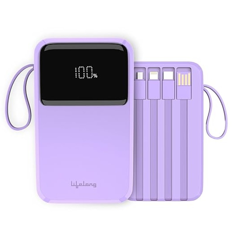 Lifelong Electronics 10000mAh 22.5W Fast Charging Power Bank | 3 Inputs (in-Built USB Cable + Lightning + Type-C Port) | 6 Outputs (3 in-Built Cables + 1 Type-C Port + 2 USB Ports) | QC 3.0 Powerbank Lifelong Electronics 10000mAh 22.5W Fast Charging Power Bank | 3 Inputs (in-Built USB Cable + Lightning + Type-C Port) | 6 Outputs (3 in-Built Cables + 1 Type-C Port + 2 USB Ports) | QC 3.0 Powerbank