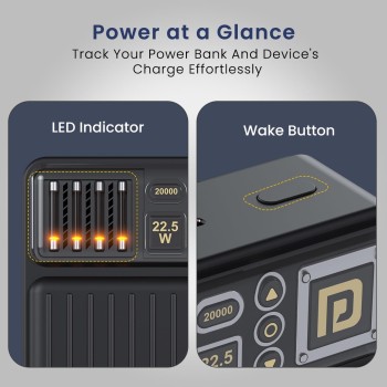 Portronics Luxcell Bind 20k 20000mAh Powerbank with 22.5W Fast Charging, in-Built Type C PD(Input & Output) /8 Pin Cable, LED Indicator, USB-A Mach Output, Compatible with Smartphones,Tablets(Black) Portronics Luxcell Bind 20k 20000mAh Powerbank with 22.5W Fast Charging, in-Built Type C PD(Input & Output) /8 Pin Cable, LED Indicator, USB-A Mach Output, Compatible with Smartphones,Tablets(Black)