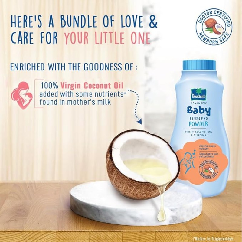 Parachute Advansed Baby Refreshing Powder| Enriched with Virgin Coconut Oil | Refreshes Baby�s Skin| 200 gm Parachute Advansed Baby Refreshing Powder| Enriched with Virgin Coconut Oil | Refreshes Baby�s Skin| 200 gm