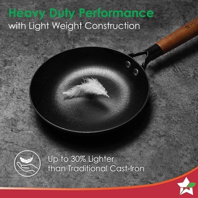 Wonderchef Pre-Seasoned Ferro Light 24cm Cast Iron Fry Pan | 1.4L | Acacia Wooden Handles | Gravity Moulding Technology | No Chemical Coating |10 Year Warranty Wonderchef Pre-Seasoned Ferro Light 24cm Cast Iron Fry Pan | 1.4L | Acacia Wooden Handles | Gravity Moulding Technology | No Chemical Coating |10 Year Warranty