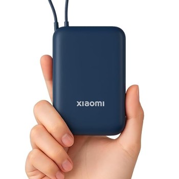 Xiaomi Pocket Power Bank 10000mAh 22.5W with Built-in Cable | Super Fast Charging PD |Smart 12 Layer Protection|Triple Output Ports|Supports Android,Apple, Tablets, Earbuds,Watch(MI Powerbank),Blue