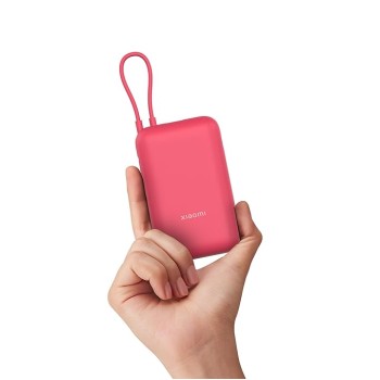 Xiaomi Pocket Power Bank 10000mAh 22.5W with Built-in Cable | Super Fast Charging PD |Smart 12 Layer Protection|Triple Output Ports|Supports Android,Apple, Tablets, Earbuds,Watch(MI Powerbank),Maroon