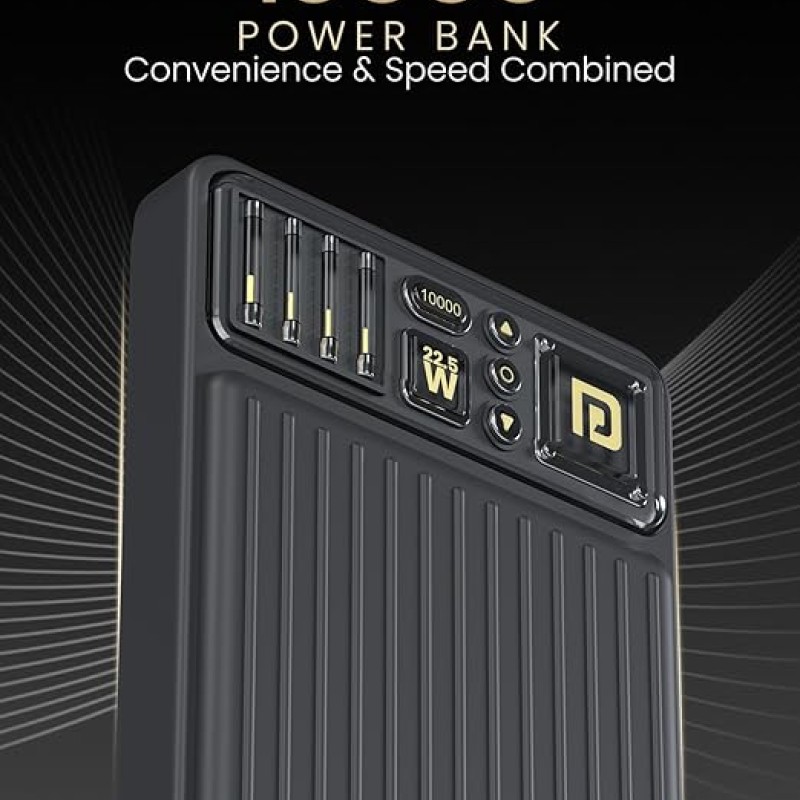 Portronics Luxcell Bind Mini 10k 10000mAh Nano Powerbank with 22.5W Fast Charging, in-Built Type C PD(Input & Output) /8 Pin Cable, LED Indicator, USB-A Mach Output, Compatible with Smartphones Portronics Luxcell Bind Mini 10k 10000mAh Nano Powerbank with 22.5W Fast Charging, in-Built Type C PD(Input & Output) /8 Pin Cable, LED Indicator, USB-A Mach Output, Compatible with Smartphones
