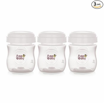 BeeBaby Pump N' Protect Breast Milk Storage Bottles. Pack of 3 Milk Collection Bottles fits Most Wide Neck Breast Pumps. 100% BPA Free. 150ML / 5oz. White