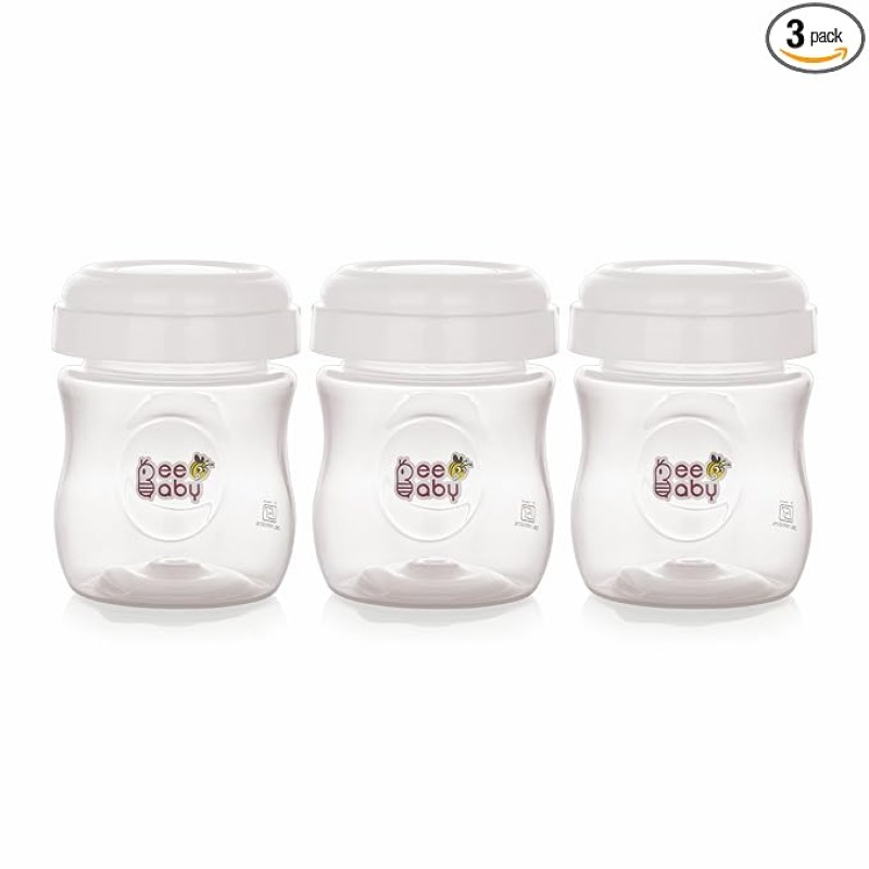 BeeBaby Pump N' Protect Breast Milk Storage Bottles. Pack of 3 Milk Collection Bottles fits Most Wide Neck Breast Pumps. 100% BPA Free. 150ML / 5oz. White BeeBaby Pump N' Protect Breast Milk Storage Bottles. Pack of 3 Milk Collection Bottles fits Most Wide Neck Breast Pumps. 100% BPA Free. 150ML / 5oz. White