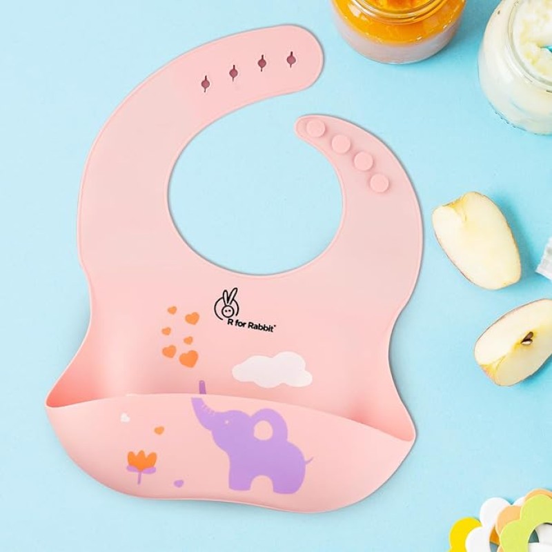 R for Rabbit Safari Silicone Bib for Baby Food Feeding BPA Free, Baby Apron Adjustable Straps, Built-in Food Pocket Mess Free, Waterproof, Washable & Reusable Ideal for Babies 6 to 36 Months (Peach) R for Rabbit Safari Silicone Bib for Baby Food Feeding BPA Free, Baby Apron Adjustable Straps, Built-in Food Pocket Mess Free, Waterproof, Washable & Reusable Ideal for Babies 6 to 36 Months (Peach)