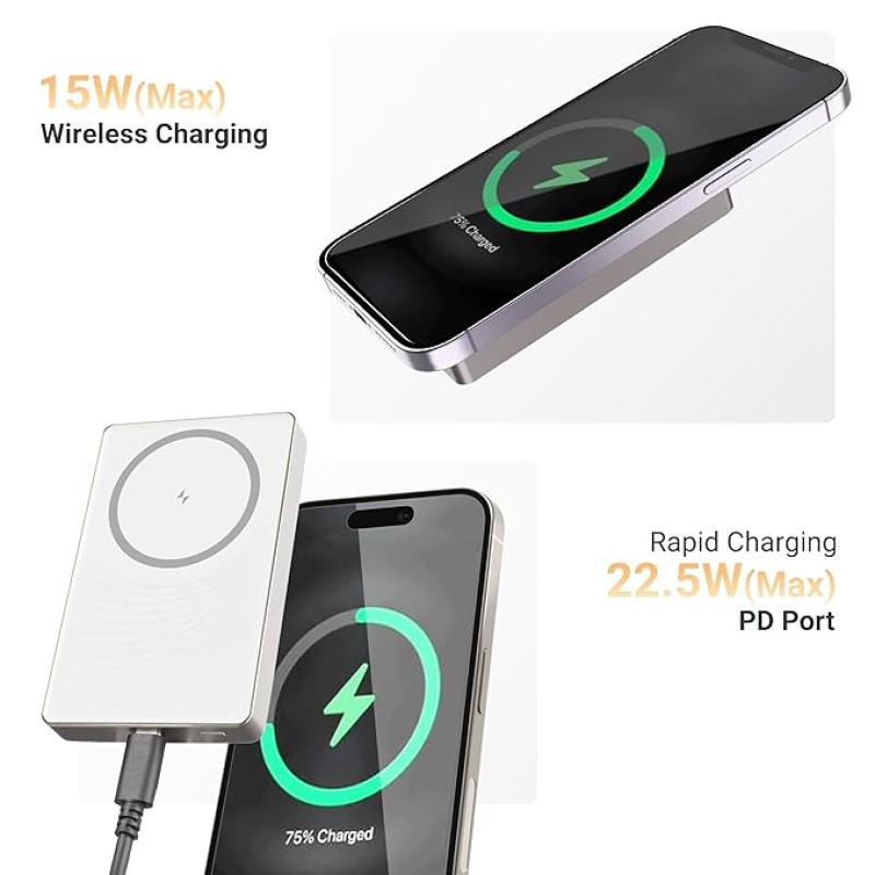 ZEBRONICS 10000 Mah Magsecure Power Bank, Fast USB Type C Charging 15W Wireless & 22.5W Wired, for iPhone 16,15,14,13,12, Android & Other Qi Enabled Devices, Compact Design (MW68, White) ZEBRONICS 10000 Mah Magsecure Power Bank, Fast USB Type C Charging 15W Wireless & 22.5W Wired, for iPhone 16,15,14,13,12, Android & Other Qi Enabled Devices, Compact Design (MW68, White)