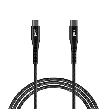 boAt Type-C C600 Tangle-Free, Sturdy Cable w/100W/5A Fast Charging Cable & 10Gbps Data Transmission,10000+ Bends Lifespan & Extended 1.5m Length,Compatible w/Xiaomi,Oneplus, Samsung, Vivo & Oppo(Black)