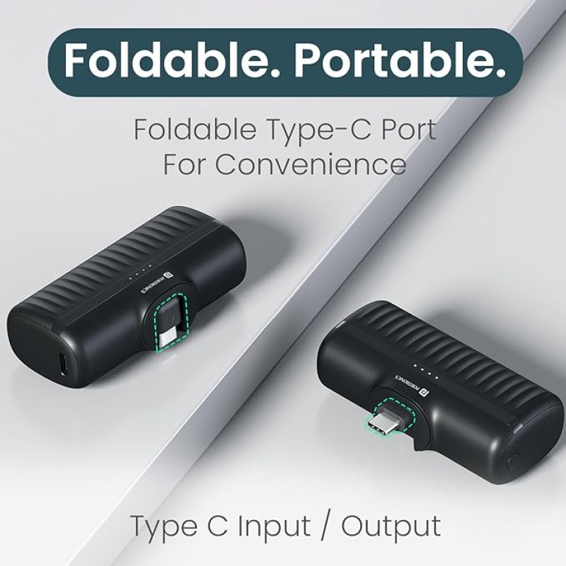 Portronics Power Pebble 5000mAh 20W Fast Charging Nano Powerbank, in-Built Foldable Type C Input/Output Pin, Type C PD Output, LED Battery Indicator, Compatible with Type C Smartphone,iPhone(Black) Portronics Power Pebble 5000mAh 20W Fast Charging Nano Powerbank, in-Built Foldable Type C Input/Output Pin, Type C PD Output, LED Battery Indicator, Compatible with Type C Smartphone,iPhone(Black)
