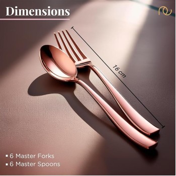 Cutlery (Set of 12, Stainless Steel PVD Rose Gold Spoons - 6 and Forks - 6), 100% Food Grade, Non Toxic, Anti-Rust, Dishwasher Safe, Perfect Gifting Set for All Occasions Cutlery (Set of 12, Stainless Steel PVD Rose Gold Spoons - 6 and Forks - 6), 100% Food Grade, Non Toxic, Anti-Rust, Dishwasher Safe, Perfect Gifting Set for All Occasions
