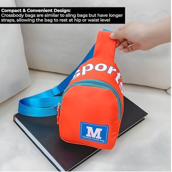 BEMBIKA Kids Shoulder Bag - Compact and Stylish Children Sling Bag, Coin Purse Waist Backpack With Crossbody Shoulder Bag Design, Sling Bag Daypack Travling & Hiking Chest Bag-(Red)