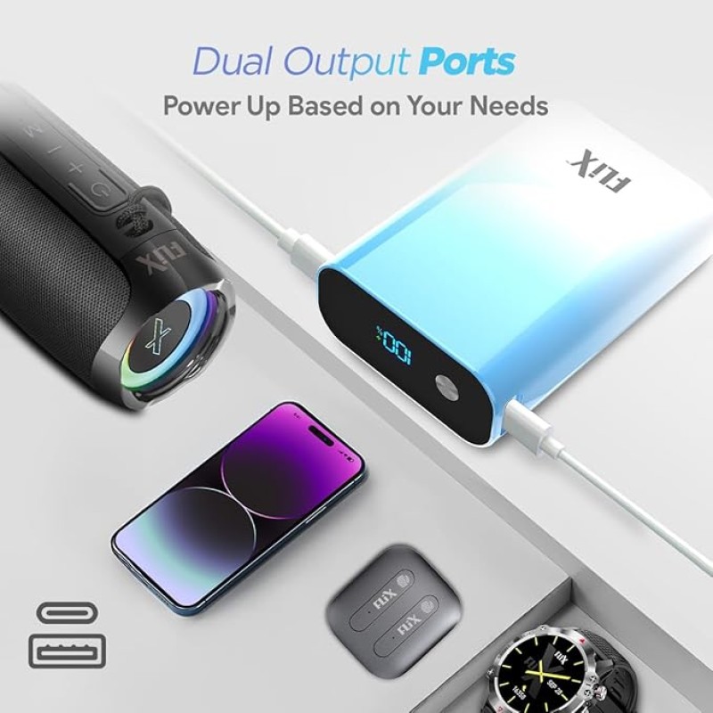 FLiX (Beetel) UltraCharge Duotone 20,000mAh 22.5W QC Pocket Power Delivery PPS Power Bank, Type C Input & Output, LED Percentage Display, Compatible iPhone, Samsung, Google (White + Blue) FLiX (Beetel) UltraCharge Duotone 20,000mAh 22.5W QC Pocket Power Delivery PPS Power Bank, Type C Input & Output, LED Percentage Display, Compatible iPhone, Samsung, Google (White + Blue)