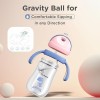 R for Rabbit Tritan Dino 320ml Baby Straw Sipper for Kids | Twin Handle Non Toxic BPA Free Soft Silicone Straw Sippy Bottle | Leak Proof Drinking Sippy Cup for 9+ Months Babies (Pink Blue)