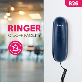 Beetel B26 Corded Slim Landline Phone,Ringer Volume Control,Wall/Desk Mountable,Ringer On/Off Switch,Clear Call Quality,Compact Design,Tone Pulse/Flash/Redial Function (Made in India) (Blue)(B26)