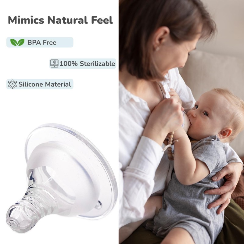 R for Rabbit First Feed Soft Silicone Nipple Teat for Glass, PP, and Stainless Steel Bottles (Size - L) Pack of 2 R for Rabbit First Feed Soft Silicone Nipple Teat for Glass, PP, and Stainless Steel Bottles (Size - L) Pack of 2