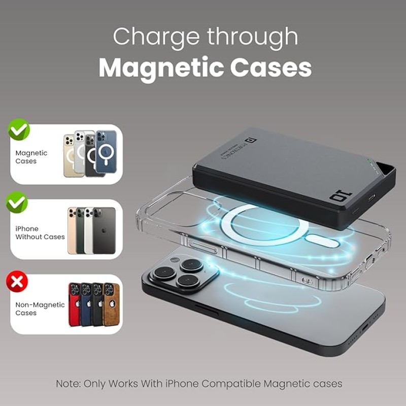 Portronics Boosty 10K 10000mAh 15W Wireless Magnetic Fast Charging Nano Powerbank, Metallic Finish, 20W Type C PD Output, Light Weight, Compatible with iPhone 12 Above, Other Qi Enabled Devices Portronics Boosty 10K 10000mAh 15W Wireless Magnetic Fast Charging Nano Powerbank, Metallic Finish, 20W Type C PD Output, Light Weight, Compatible with iPhone 12 Above, Other Qi Enabled Devices
