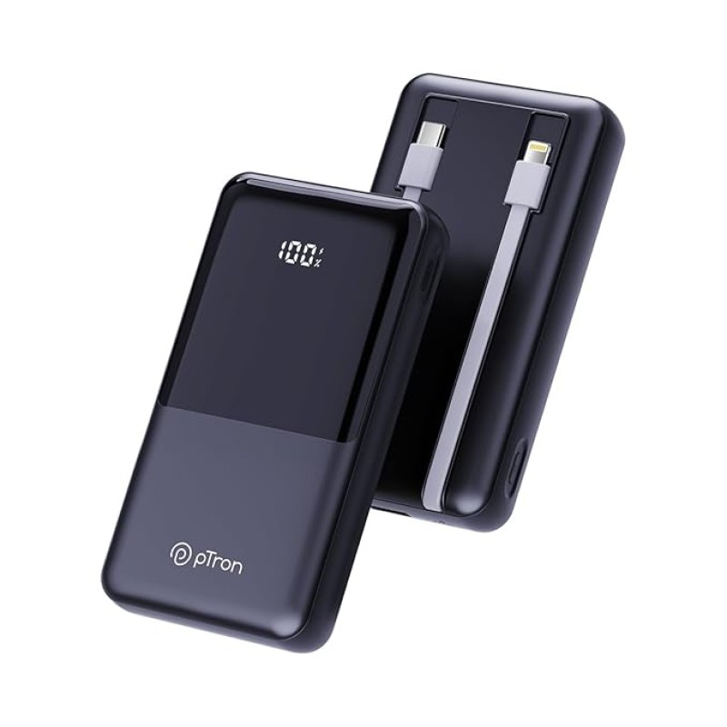 pTron Dynamo Power 20000mAh 22.5W Super Fast Charging, USB Type-C Input Power Bank with Quick Charge & 20W Power Delivery, Built-in Charging Cables, 4 Outputs, Type-C Input/Output Port (Black) pTron Dynamo Power 20000mAh 22.5W Super Fast Charging, USB Type-C Input Power Bank with Quick Charge & 20W Power Delivery, Built-in Charging Cables, 4 Outputs, Type-C Input/Output Port (Black)