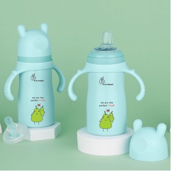 R for Rabbit Steebo Fusion Premium Stainless Steel Spout Cup for Baby, Leak & Spill Proof BPA Free Soft Silicone Straw Drinking Spout Sipper Bottle for Baby Boy & Girl of 6+ Months (270ml, Lake Blue)