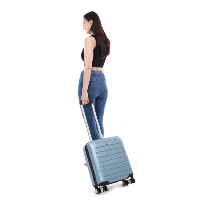 SPACEWALK Cadillac Hard Case ABS luggage, Airline-Approved CABIN SUITCASE, 42ltr, 8 Spinner Wheels, Anti-Theft Zip, Durable & Lightweight, 3-Years Warranty (Sky Blue) SPACEWALK Cadillac Hard Case ABS luggage, Airline-Approved CABIN SUITCASE, 42ltr, 8 Spinner Wheels, Anti-Theft Zip, Durable & Lightweight, 3-Years Warranty (Sky Blue)