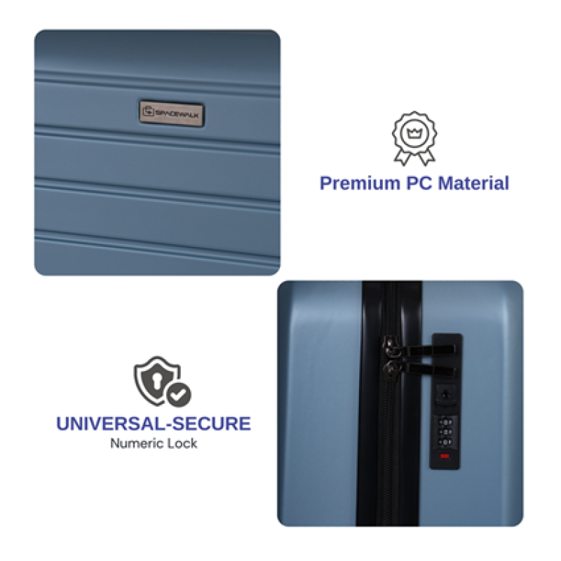 SPACEWALK Cadillac Hard Case ABS luggage, Airline-Approved CABIN SUITCASE, 42ltr, 8 Spinner Wheels, Anti-Theft Zip, Durable & Lightweight, 3-Years Warranty (Sky Blue) SPACEWALK Cadillac Hard Case ABS luggage, Airline-Approved CABIN SUITCASE, 42ltr, 8 Spinner Wheels, Anti-Theft Zip, Durable & Lightweight, 3-Years Warranty (Sky Blue)