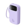 Baseus QPow 2 10000mAh 30W Fast-Charging Power Bank � Dual Built-in Type-C Cables, Digital Display, PD Compatible � Nebula Purple