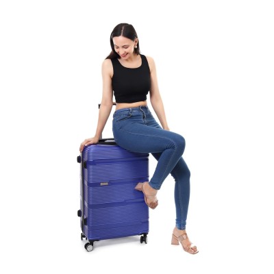 SPACEWALK GLOSTER Hard Case ABS Luggage, 107L, LARGE, 8 Spinner Wheels, TSA Lock, Anti-Theft Zip, Lightweight & Durable, 3-Year Warranty, Made in India