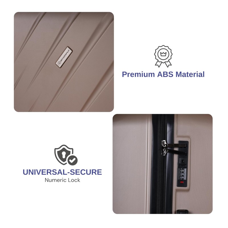 SPACEWALK STYLUX Hard Case ABS Luggage, SET OF 3 (S, M, L), 8 Spinner Wheels, TSA Lock, Anti-Theft Zip, Lightweight & Durable, 3-Year Warranty, Made in India SPACEWALK STYLUX Hard Case ABS Luggage, SET OF 3 (S, M, L), 8 Spinner Wheels, TSA Lock, Anti-Theft Zip, Lightweight & Durable, 3-Year Warranty, Made in India