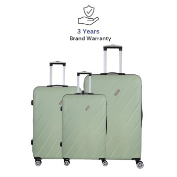 SPACEWALK STYLUX Hard Case ABS Luggage, SET OF 3 (S, M, L), 8 Spinner Wheels, TSA Lock, Anti-Theft Zip, Lightweight & Durable, 3-Year Warranty, Made in India