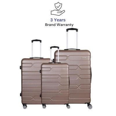SPACEWALK TOKYO Hard Case ABS Luggage, SET OF 3 (S, M, L), 8 Spinner Wheels, TSA Lock, Anti-Theft Zip, Lightweight & Durable, 3-Year Warranty, Made in India
