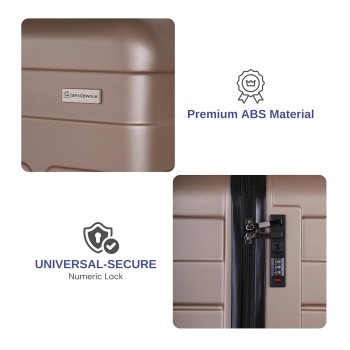 SPACEWALK TOKYO Hard Case ABS Luggage, SET OF 3 (S, M, L), 8 Spinner Wheels, TSA Lock, Anti-Theft Zip, Lightweight & Durable, 3-Year Warranty, Made in India