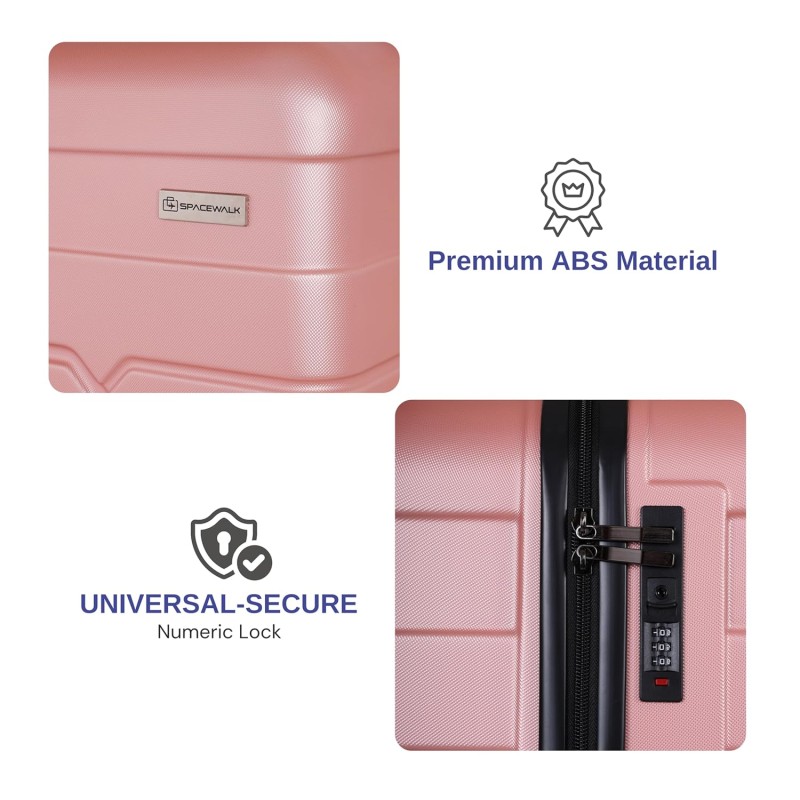 SPACEWALK TOKYO Hard Case ABS Luggage, SET OF 3 (S, M, L), 8 Spinner Wheels, TSA Lock, Anti-Theft Zip, Lightweight & Durable, 3-Year Warranty, Made in India SPACEWALK TOKYO Hard Case ABS Luggage, SET OF 3 (S, M, L), 8 Spinner Wheels, TSA Lock, Anti-Theft Zip, Lightweight & Durable, 3-Year Warranty, Made in India